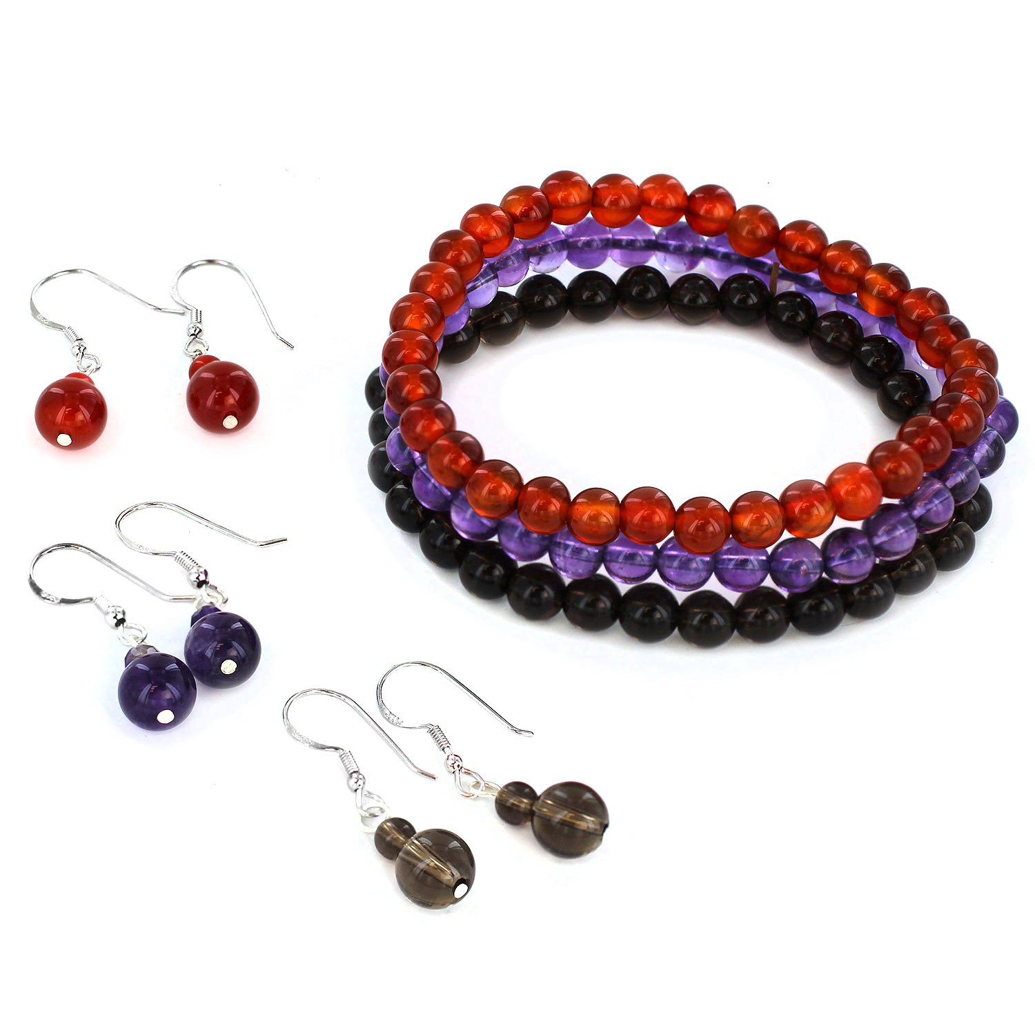 Foto 2 pulgar | Set De Joyas West Coast Jewelry De Cuarzo Ahumado, Cornalina Y Amatista - Venta Internacional.