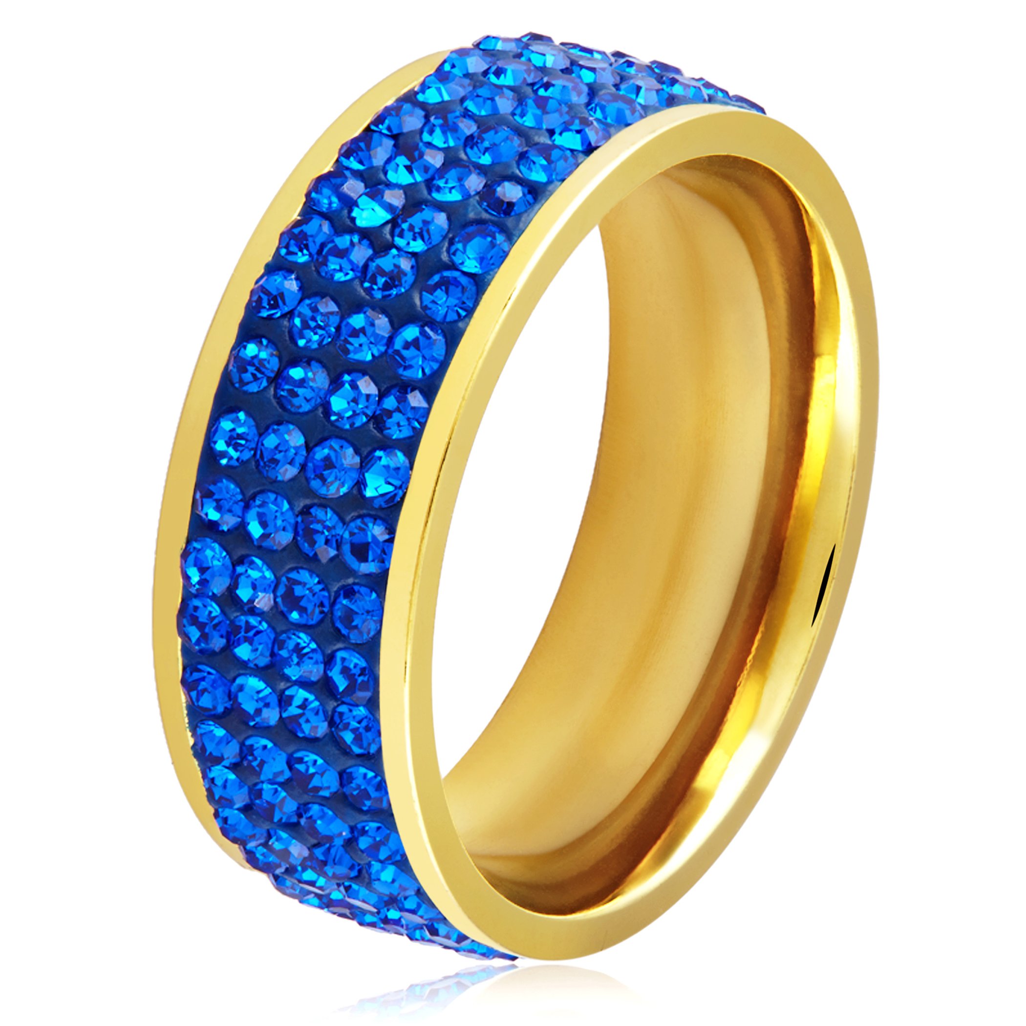 Foto 1 | Anillo West Coast Jewelry Elya Para Mujer, Acero Chapado En Oro, Azul - Venta Internacional.