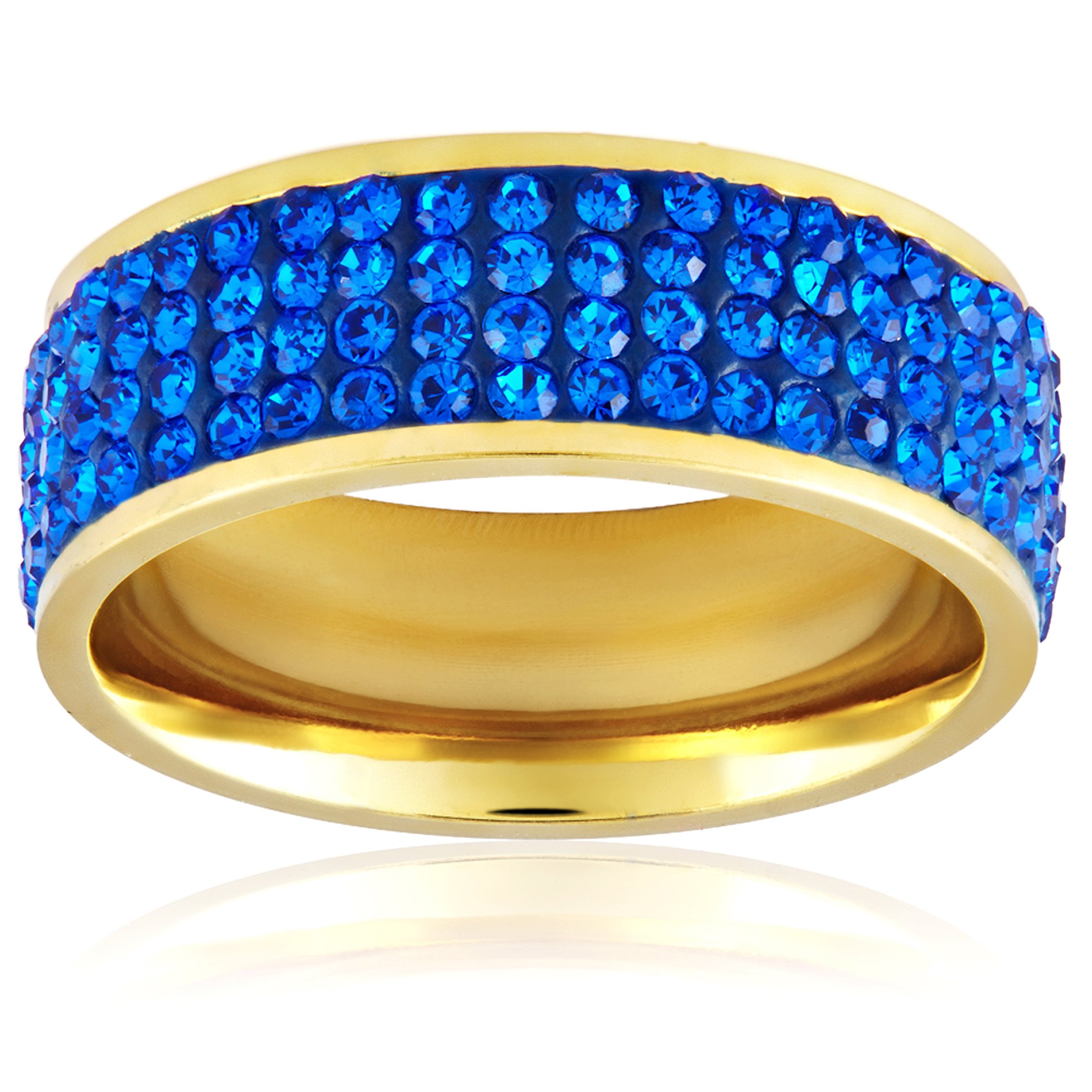 Foto 3 pulgar | Anillo West Coast Jewelry Elya Para Mujer, Acero Chapado En Oro, Azul - Venta Internacional.