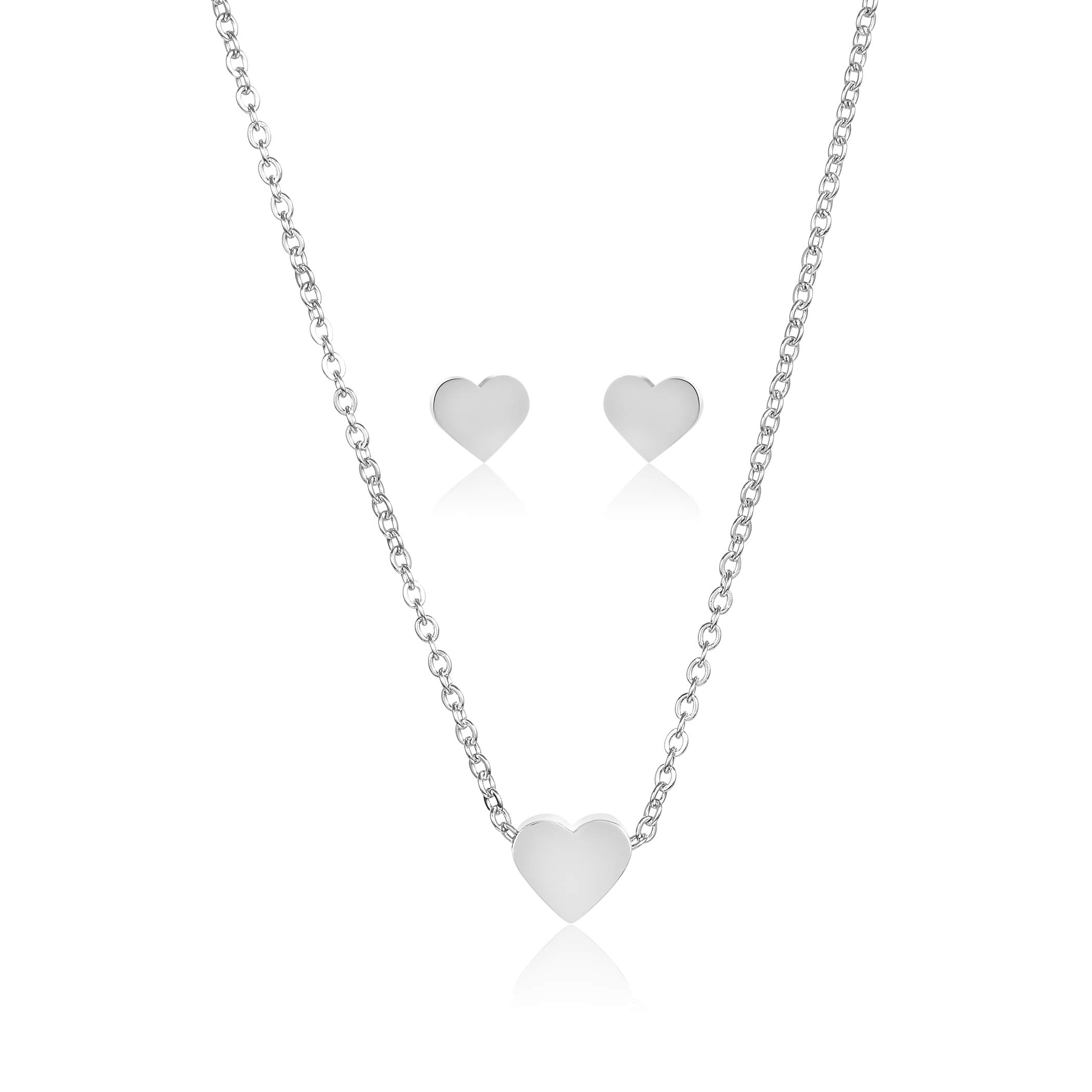 Conjunto De Joyas: Collar Y Pendientes Elya En Forma De Corazón - Venta Internacional. $477