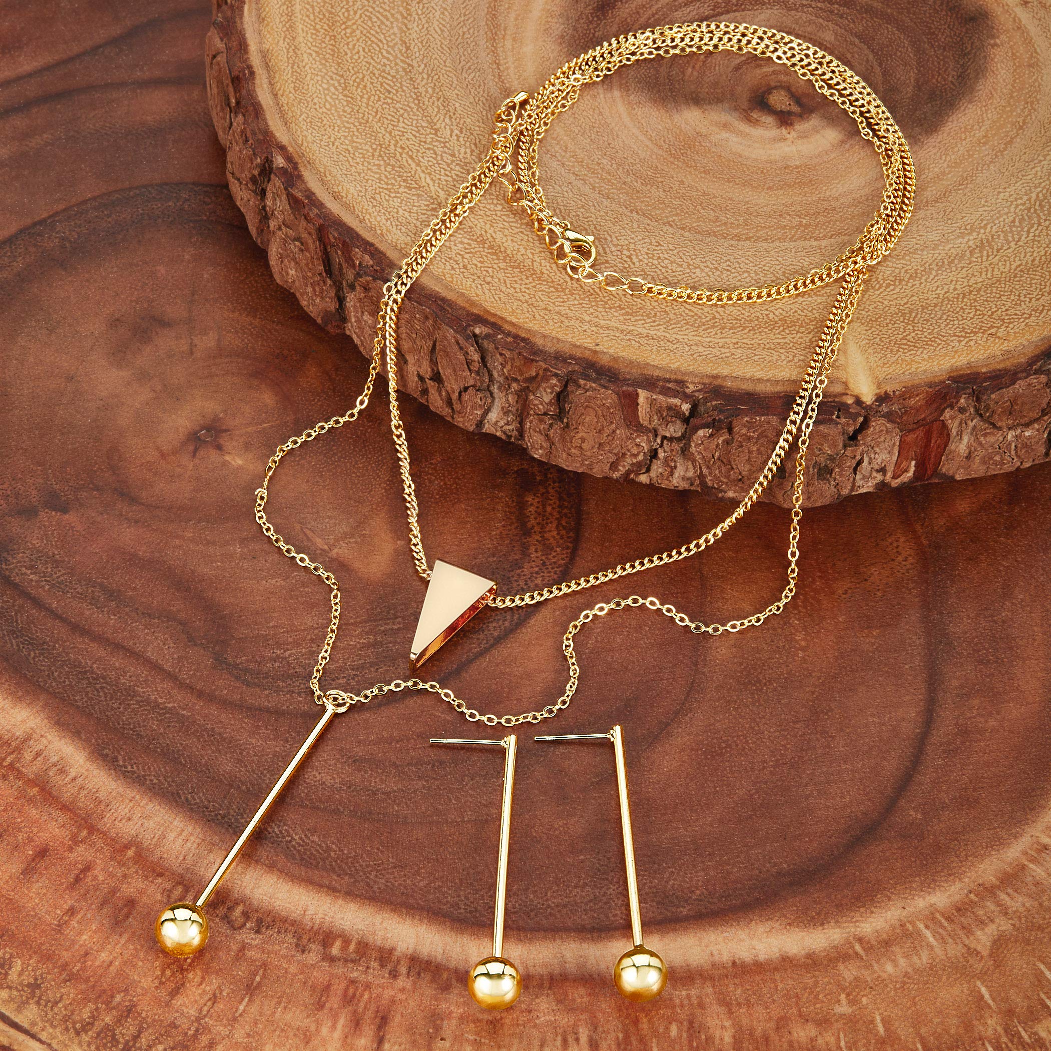 Foto 4 | Conjunto De Joyas West Coast Elya, Collar Con Forma De Bola Con Barra En Forma De Bola En Tono Dorado - Venta Intern