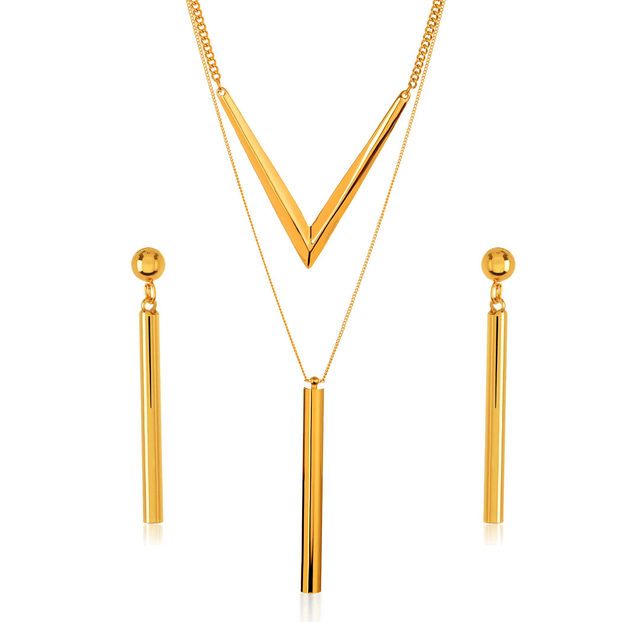 Foto 2 pulgar | Conjunto De Joyas West Coast Elya Collar Con Barra Cilíndrica En Tono Dorado - Venta Internacional.
