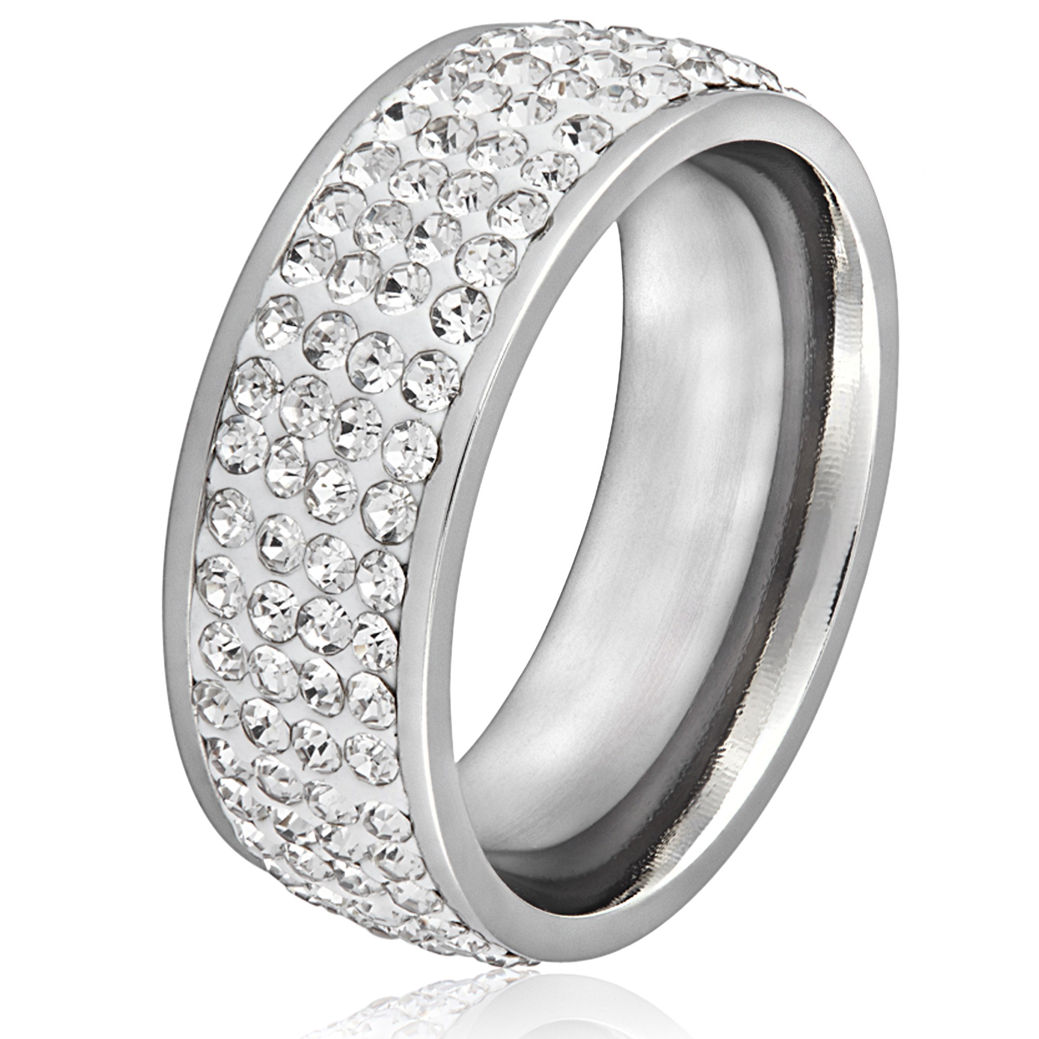 Foto 2 pulgar | Anillo West Coast Jewelry Elya De Acero Inoxidable Con Cristales Para Mujer - Venta Internacional.