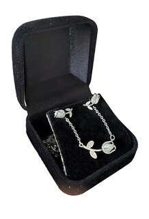 Foto 2 | Collar Y Aretes De Flor Tulipan Chapado En Plata 925 Incluye Caja De Regalo Plateado