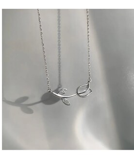 Foto 4 | Collar Y Aretes De Flor Tulipan Chapado En Plata 925 Incluye Caja De Regalo Plateado