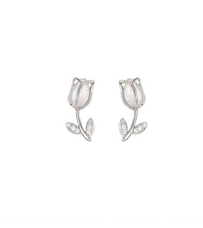 Foto 5 | Collar Y Aretes De Flor Tulipan Chapado En Plata 925 Incluye Caja De Regalo Plateado