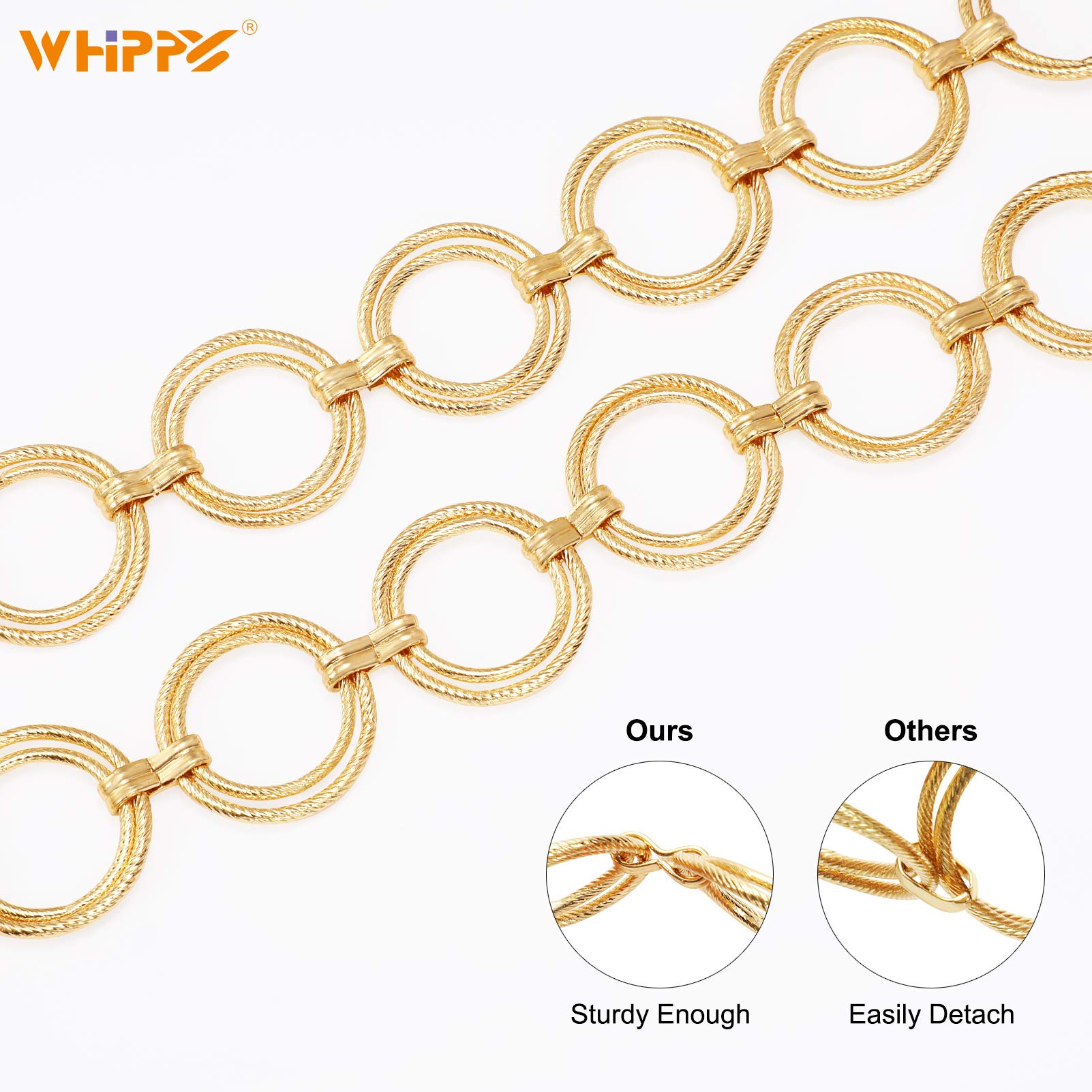 Foto 4 pulgar | Cinturón Con Cadena Whippy Con Junta Tórica Metálica Para Mujer, Aleación Dorada - Venta Internacional.