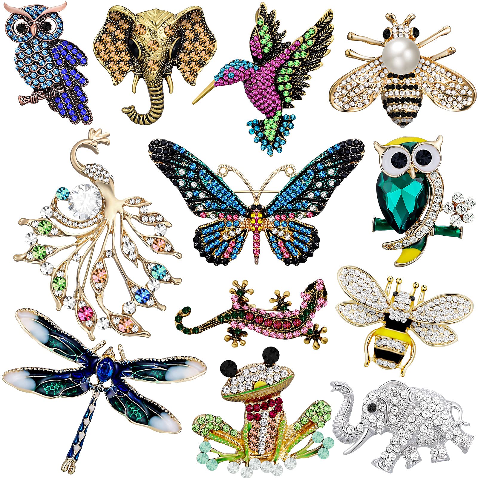 Set De Broches Junkin, 12 Unidades, Para Mujer, Con Strass Y Cristal Vintage - Venta Internacional.