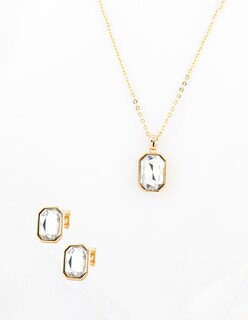 Foto 1 | Juego De Aretes Y Collar Rectangular The Golden Store Chapa De Oro 18k