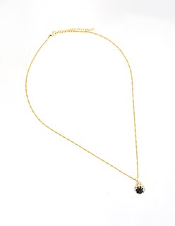Foto 2 | Set De Arete Y Collar Circular Con Marco Negro The Golden Store Chapa De Oro 18k
