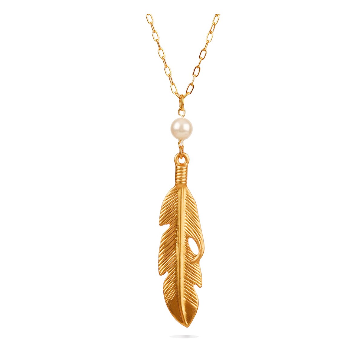 Collar Dije Pluma Perla Elegante Regalo Mujer Vangania $995