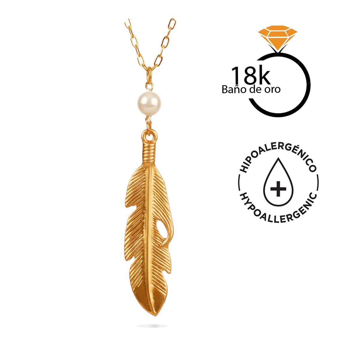 Foto 5 pulgar | Collar Dije Pluma Perla Elegante Regalo Mujer Vangania