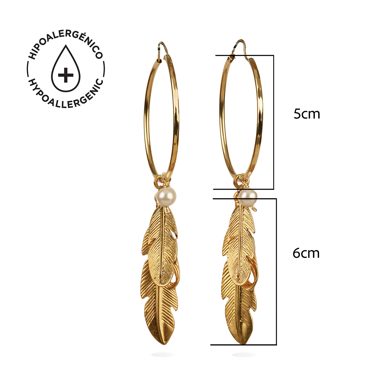 Foto 6 pulgar | Arracadas Con Dije De Pluma Y Perla Elegantes Vangania