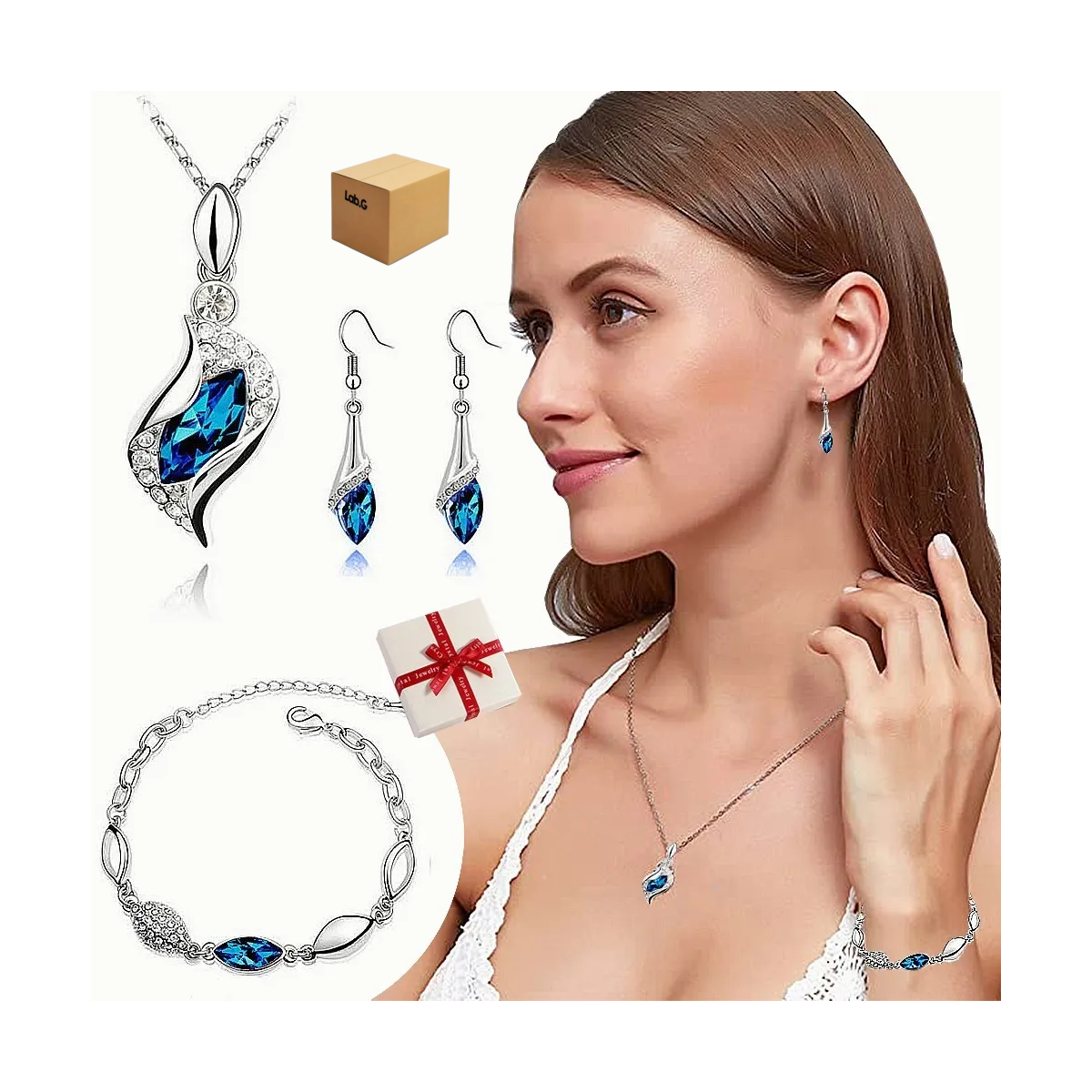 Foto 4 | Collar Pulsera Y Aretes Platesdos Lab.g Azul
