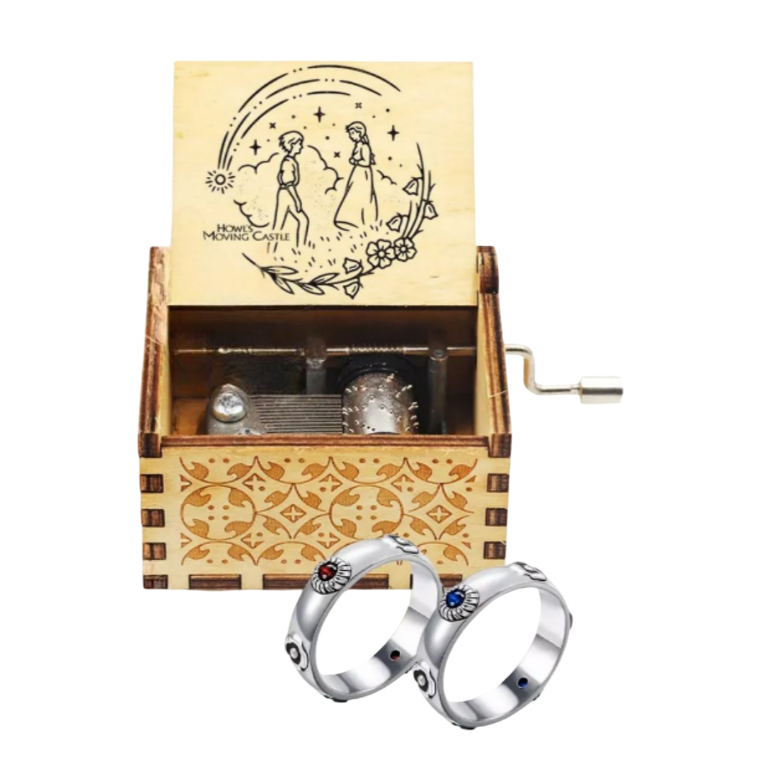 Xtellar Set Musical Coleccionable Inspirado En Castillo Ambulante Con Joyería De Pareja