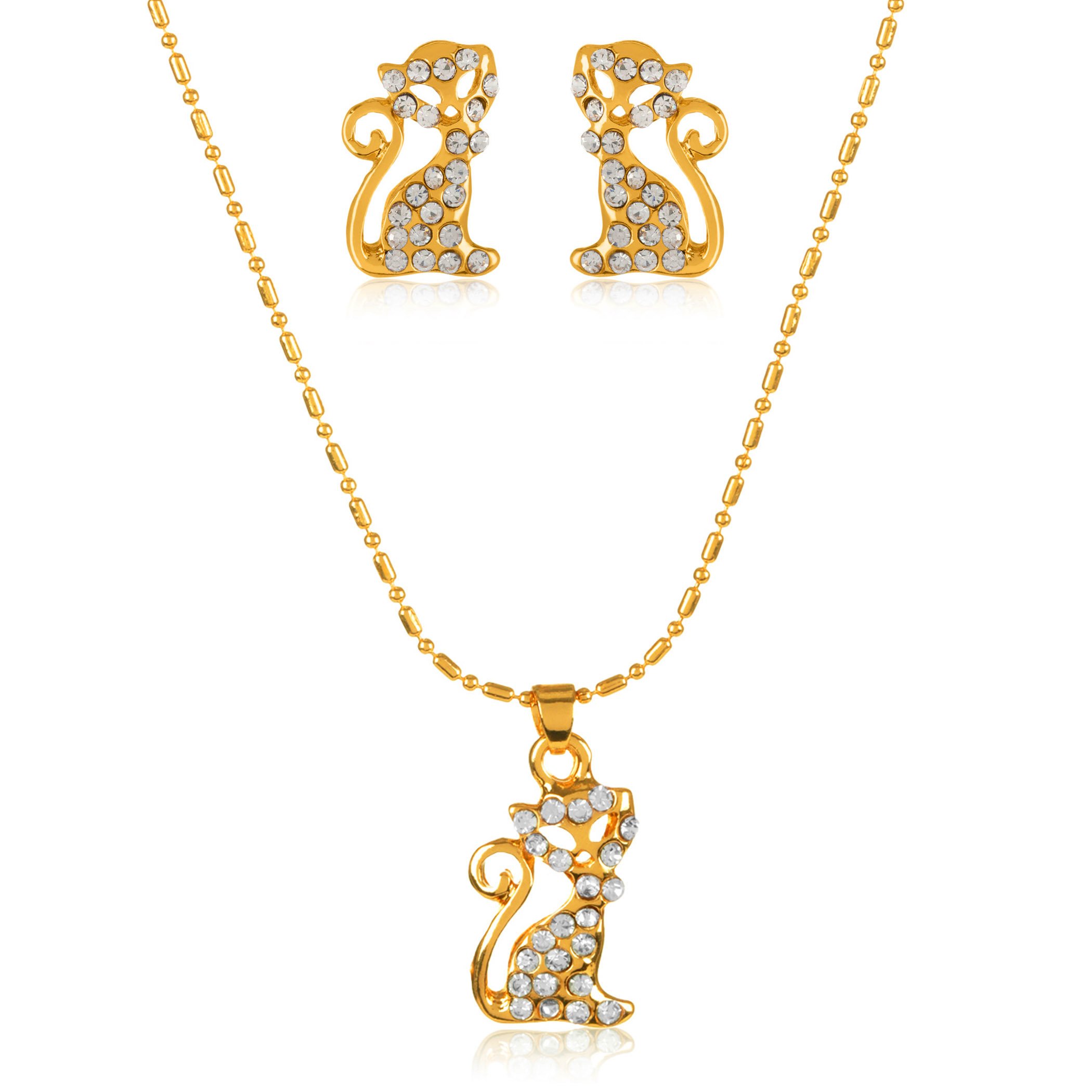 Foto 2 pulgar | Conjunto De Joyas, Collar Y Pendientes Elya Crystal Studed Cat - Venta Internacional.