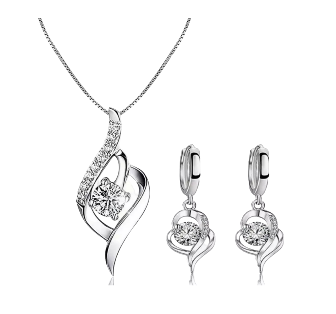 Foto 2 pulgar | Set De Joyería Xtellar En Plata 925 Elegante Collar Y Aretes Con Cristal - Perfecto Regalo Para Mujer