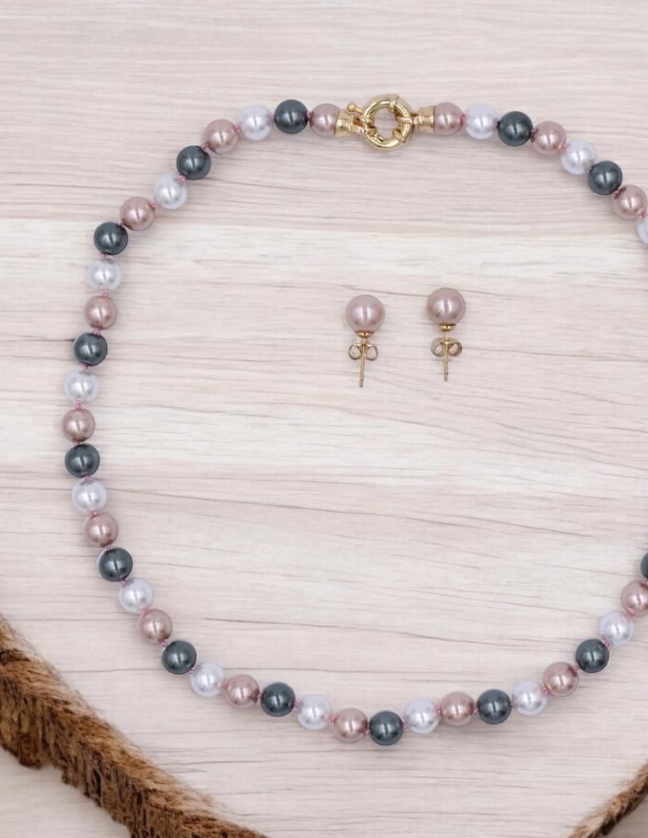 Foto 5 pulgar | Juego Collar Y Aretes Perla De Mallorca Arette