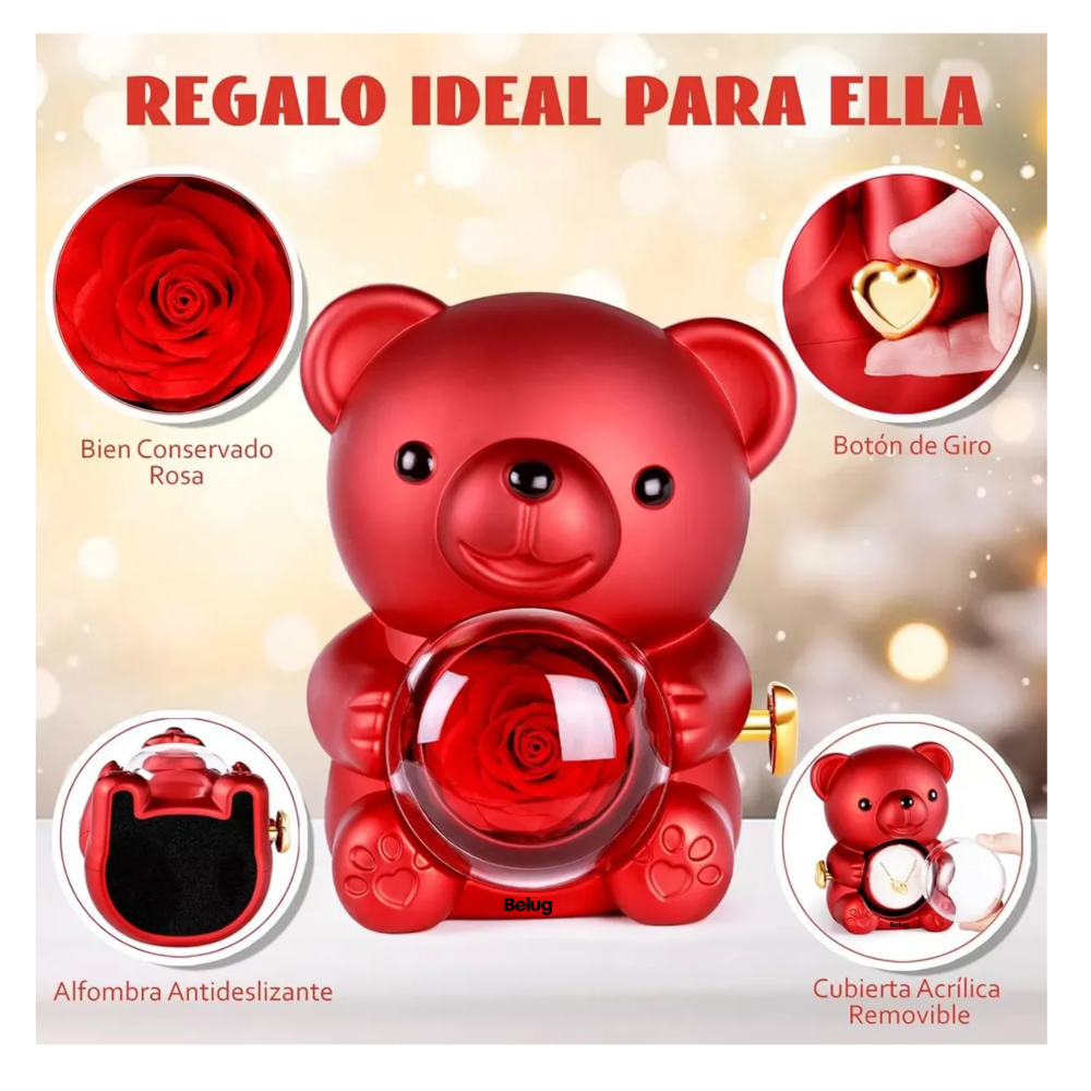 Foto 4 | Rosa De Oso Rojo  Para Mujer Con Collar Para Dama Belug
