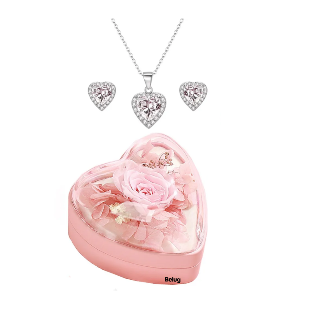 Foto 1 | Collar Y Pendientes+caja De Regalo De Rosas Preservadas Belug  Rosa