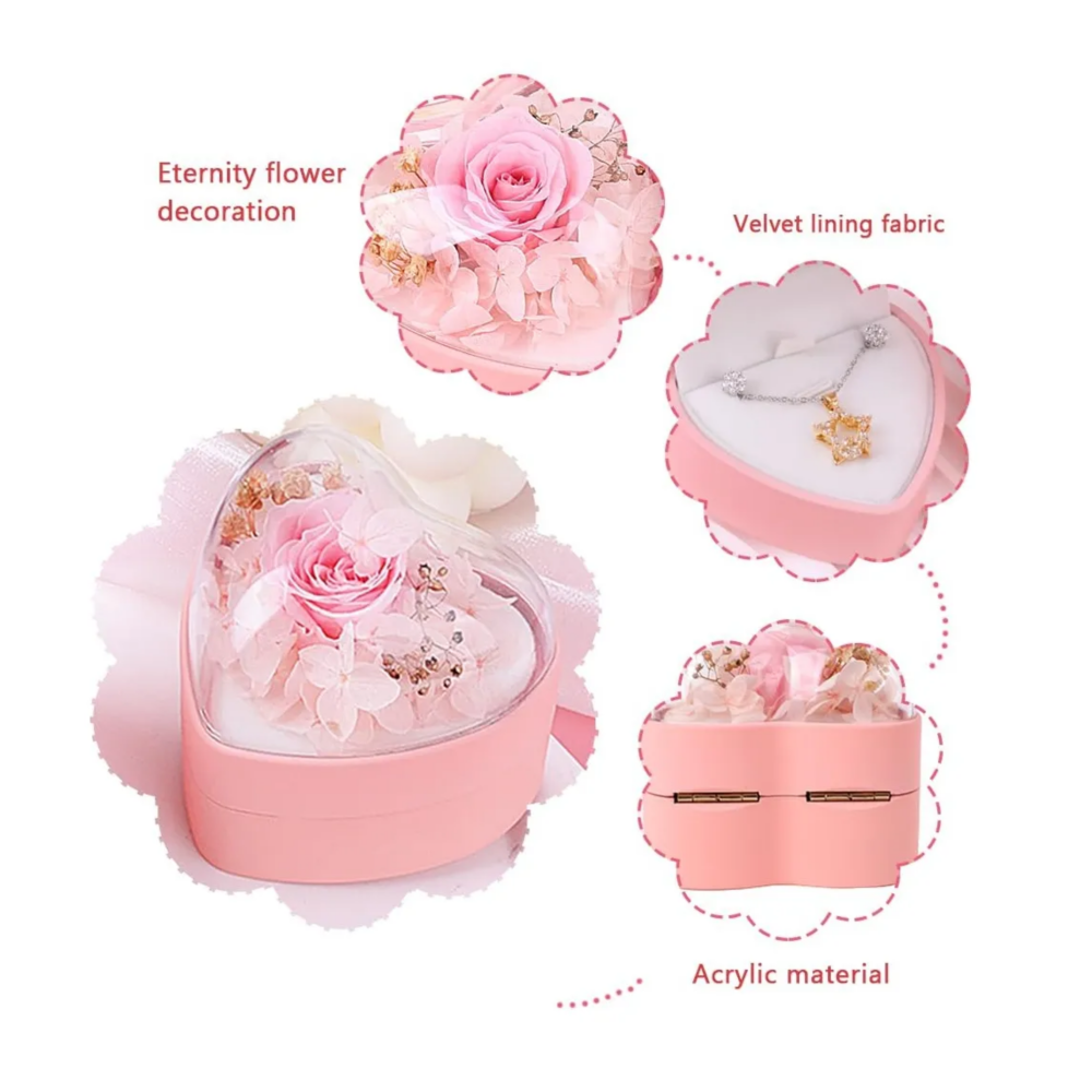 Foto 3 | Collar Y Pendientes+caja De Regalo De Rosas Preservadas Belug  Rosa