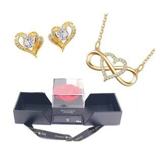 Foto 1 | Con Collar + Pendientes Flor Eterna Rosas Roja Corazón Infinito Belug Multicolor