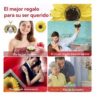 Foto 4 | Flor Eterna Exquisita Caja De Regalo Con Collar De Girasol Para Mujer Belug Amarillo