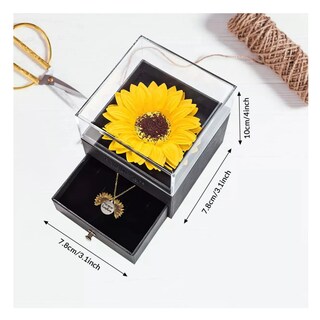Foto 3 | Flor Eterna Exquisita Caja De Regalo Con Collar De Girasol Para Mujer Lab.g Amarillo