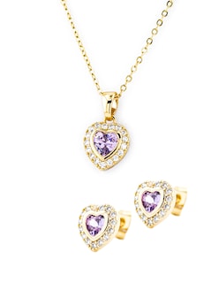 Foto 1 | Juego De Arete Y Collar De Corazón Brillante The Golden Store Chapa De Oro 18k