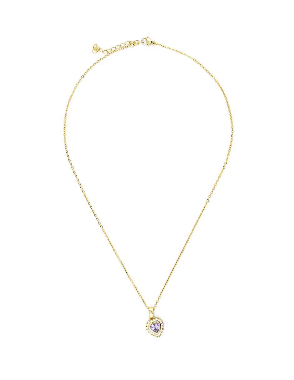 Foto 2 | Juego De Arete Y Collar De Corazón Brillante The Golden Store Chapa De Oro 18k