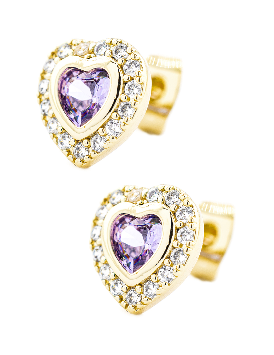 Foto 4 pulgar | Juego De Arete Y Collar De Corazón Brillante The Golden Store Chapa De Oro 18k
