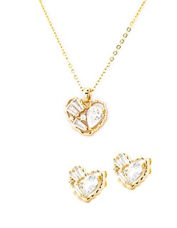 Foto 1 | Arete Y Collar De Corazón The Golden Store Chapa De Oro 18 K