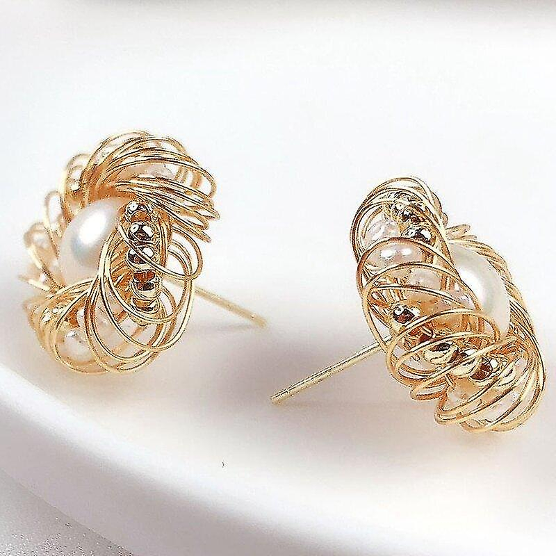 Foto 4 pulgar | Pendientes De Perlas De Agua Dulce Para Mujer  Joyería Hecha A Mano - Venta Internacional.