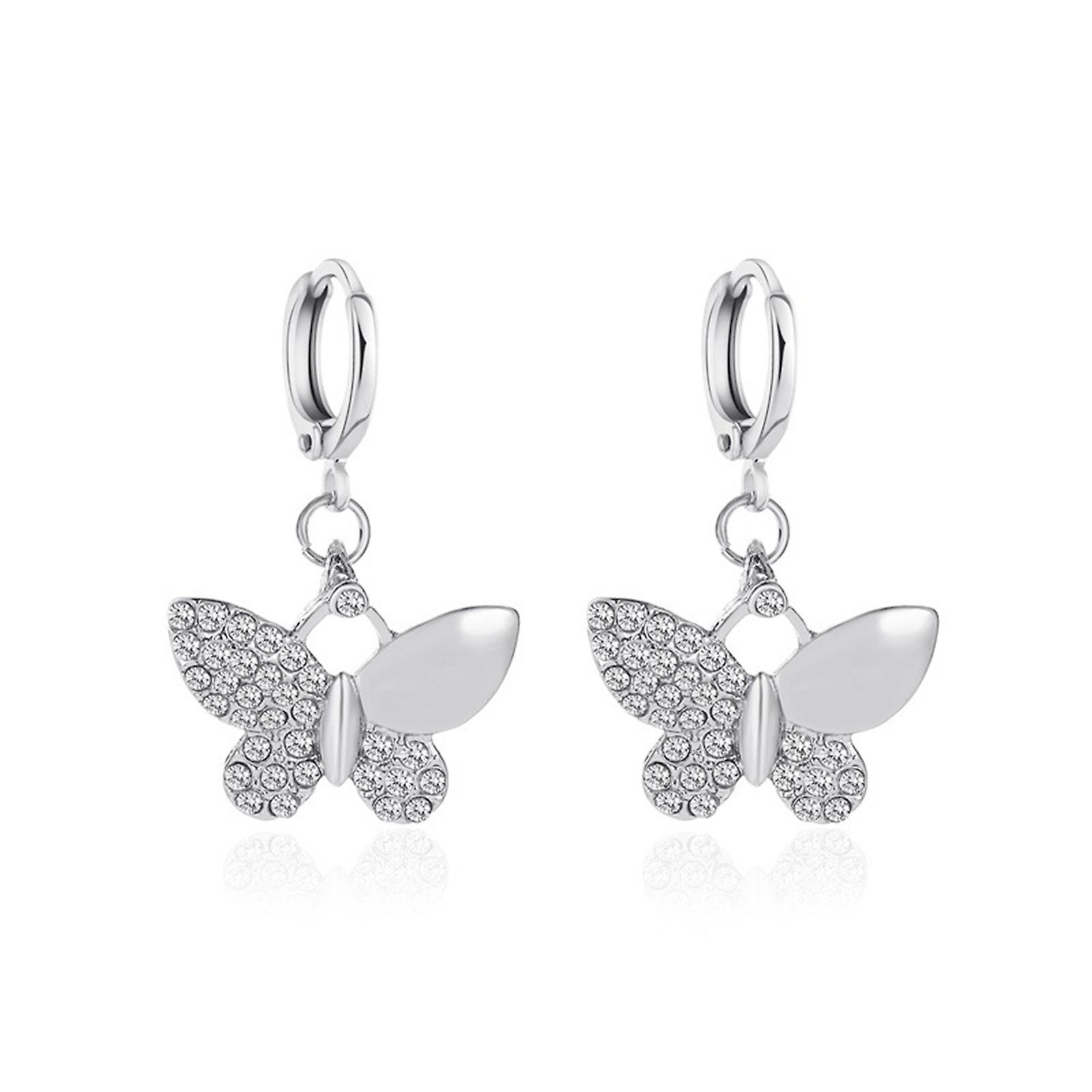 Foto 2 pulgar | Pendientes Huoguo De Metal Chapado En Oro Con Diamante Completo Para Mujer - Venta Internacional.