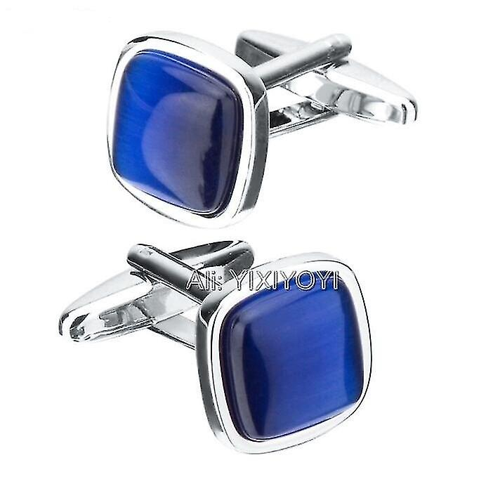 Gemelos Cuadrados Yixiyoyi Con Piedra De Ópalo Negro Para Hombre - Venta Internacional.