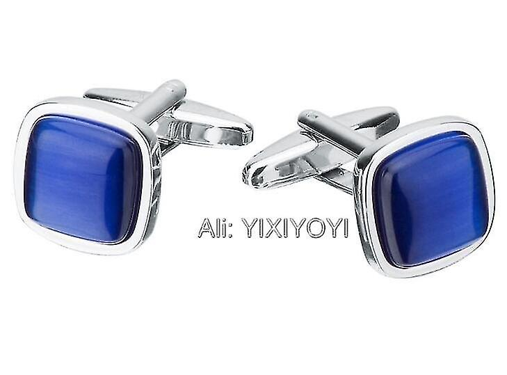 Foto 3 pulgar | Gemelos Cuadrados Yixiyoyi Con Piedra De Ópalo Negro Para Hombre - Venta Internacional.