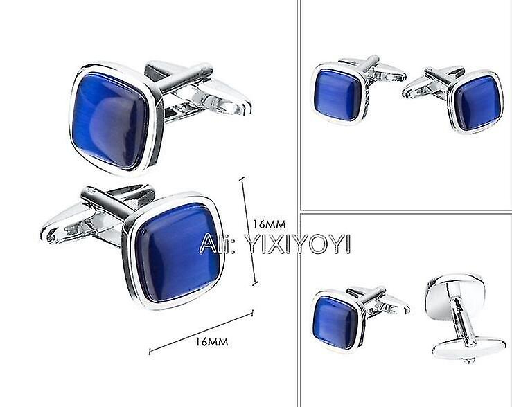 Foto 5 pulgar | Gemelos Cuadrados Yixiyoyi Con Piedra De Ópalo Negro Para Hombre - Venta Internacional.