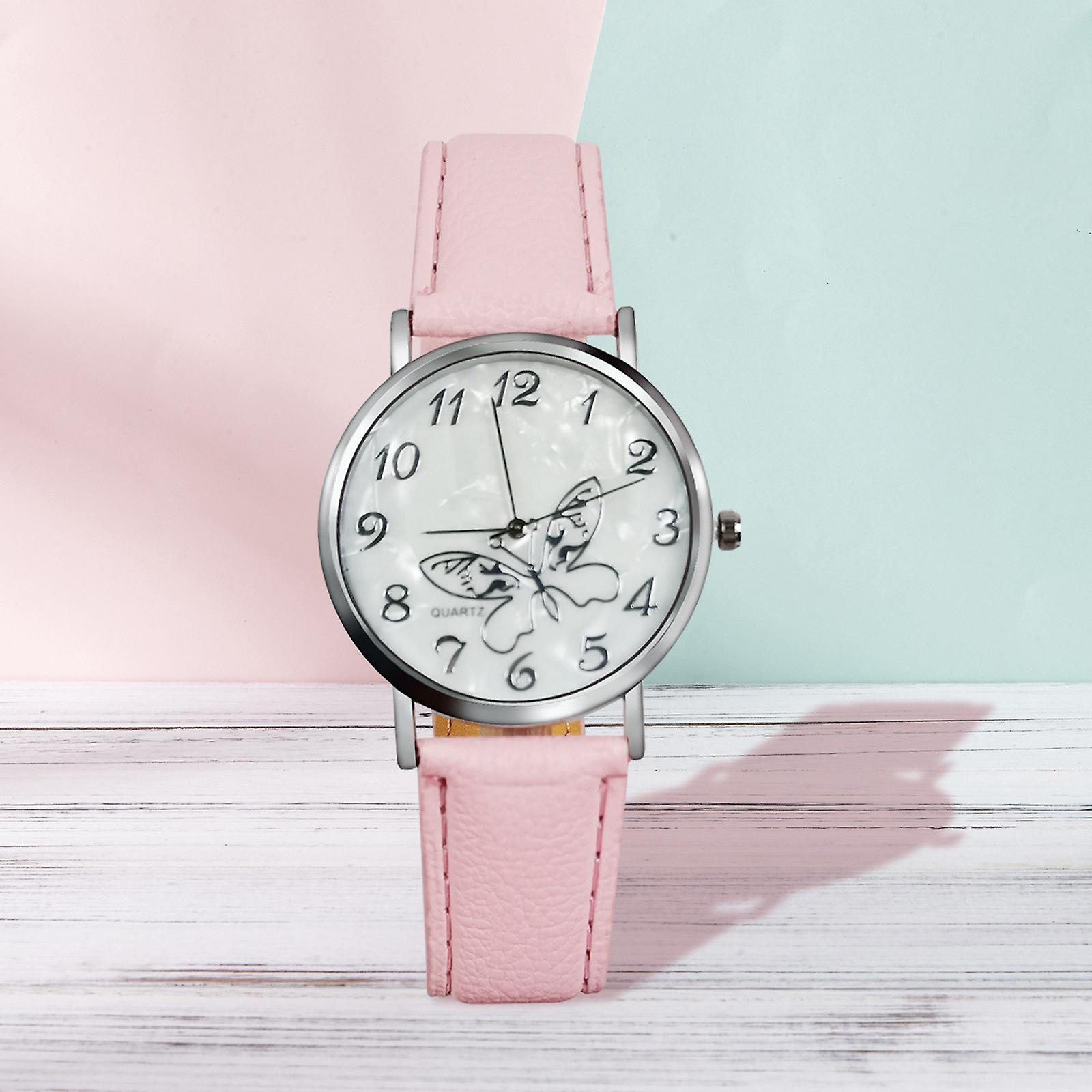 Foto 3 pulgar | Reloj Huoguo  Elegante Pulsera De Cuero Con Forma De Mariposa Para Mujer - Venta Internacional.