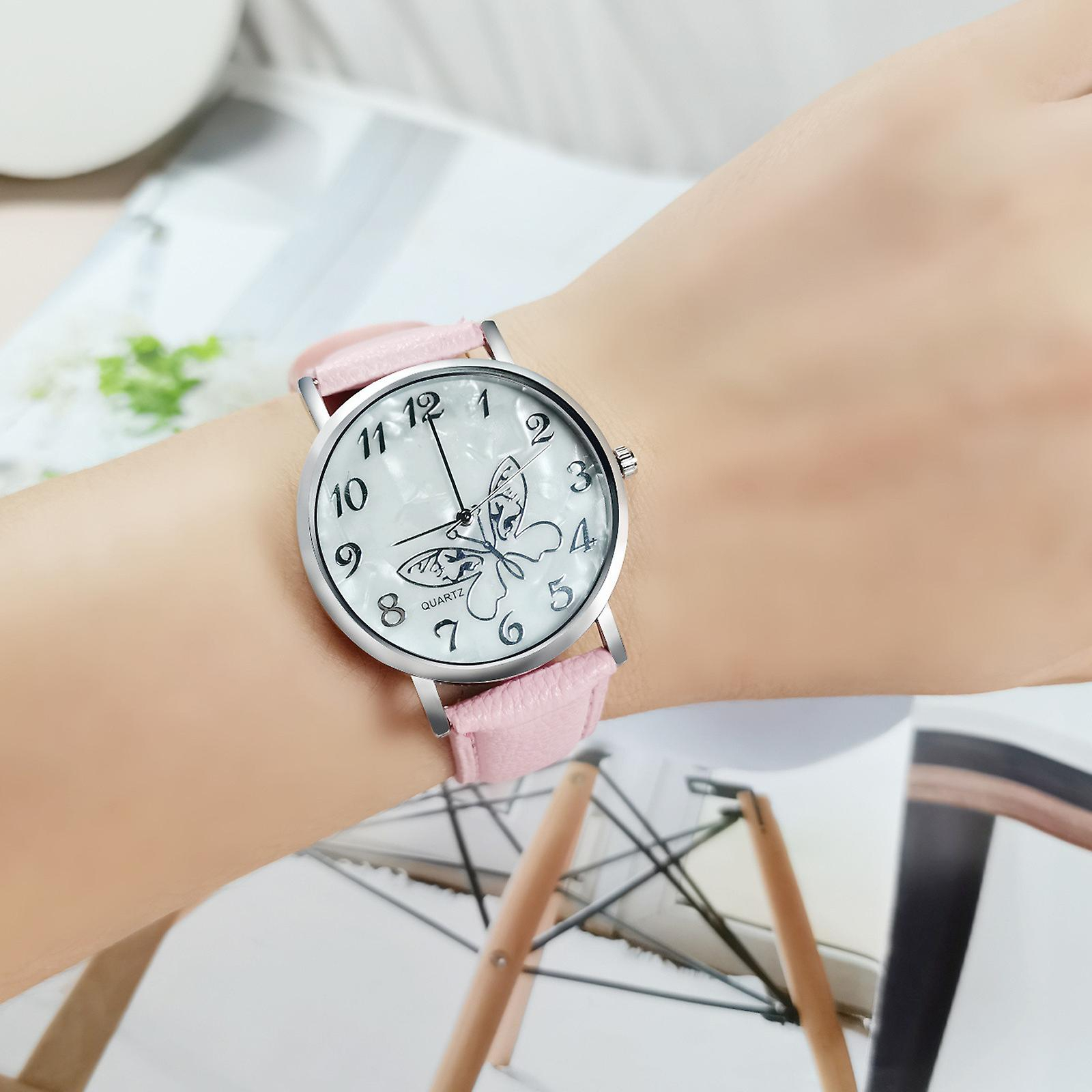 Foto 6 pulgar | Reloj Huoguo  Elegante Pulsera De Cuero Con Forma De Mariposa Para Mujer - Venta Internacional.