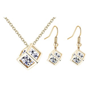 Foto 5 | Conjunto De Joyas Huoguo Moderno Collar Con Pendientes En Forma De Gota De Cristal - Venta Internacional.