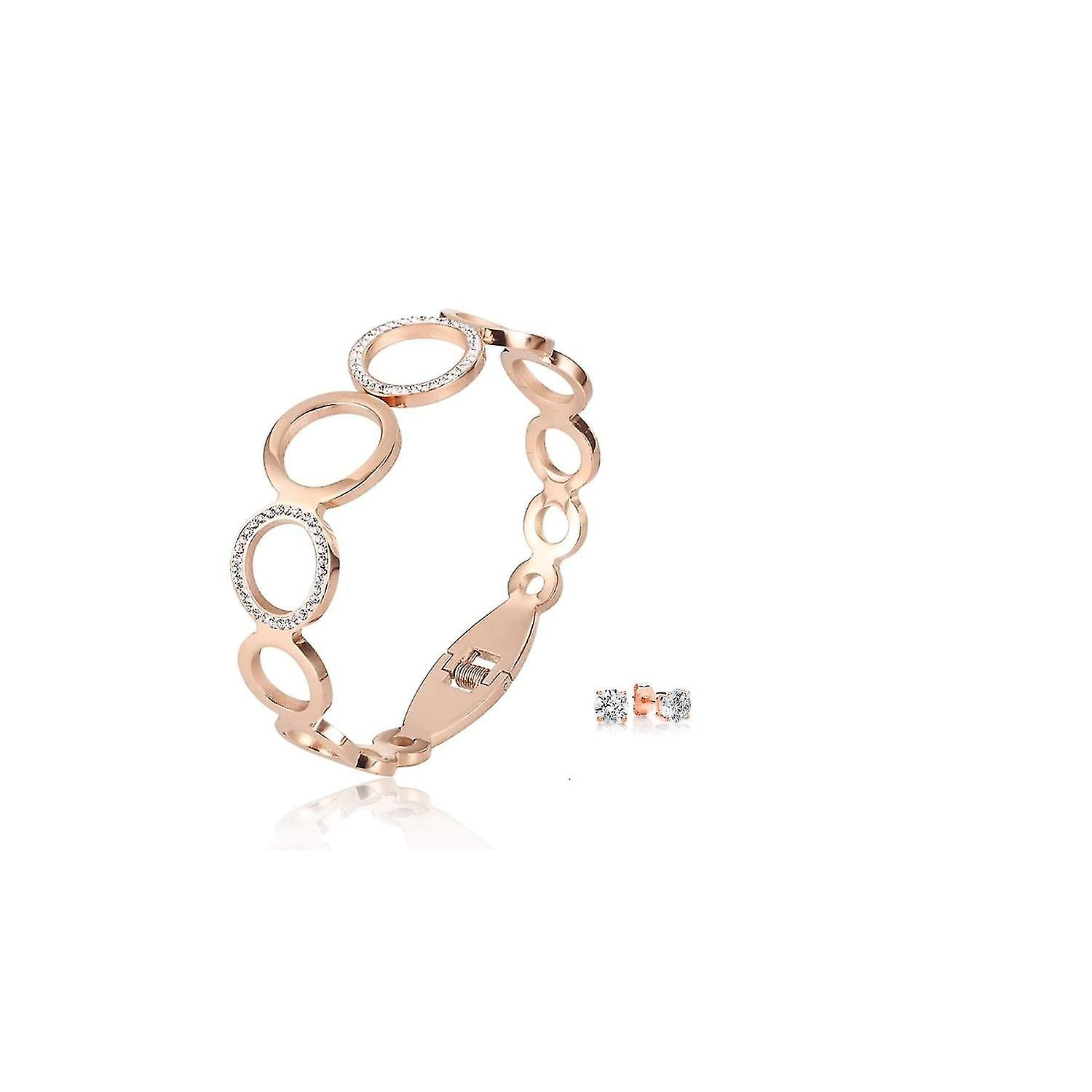 Foto 1 | Set De Pulseras Huoguo Aqua Con Brazalete Y Pendientes Con Cristales De Swarovski - Venta Internacional.