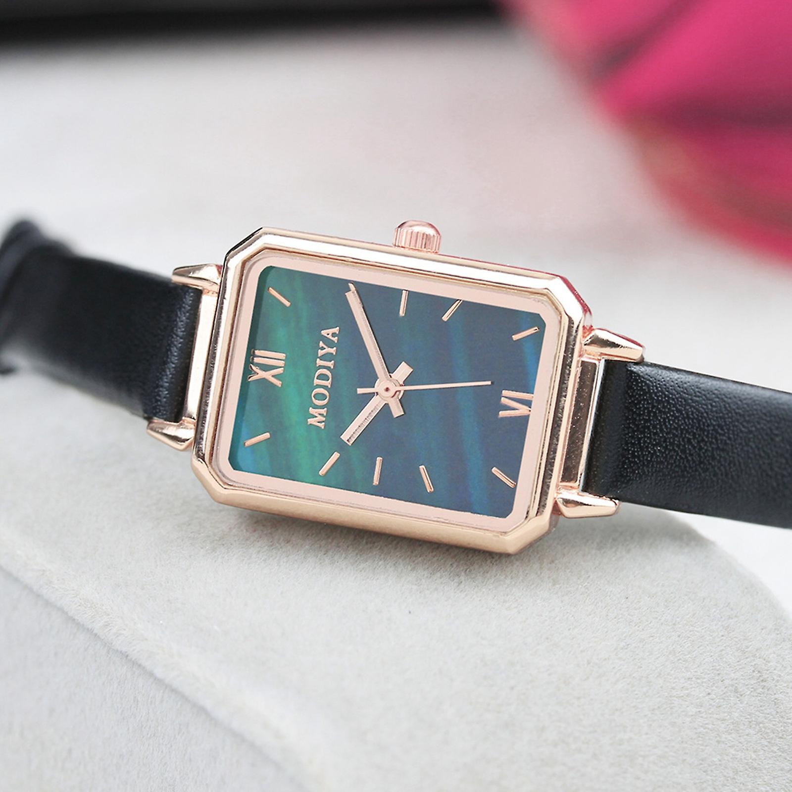 Foto 3 pulgar | Reloj Huoguo  Ligero  Lujoso  Retro  Verde Malaquita  Cuadrado  Para Mujer - Venta Internacional.