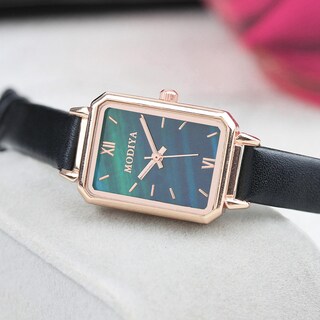Foto 2 | Reloj Huoguo Ligero Lujoso Retro Verde Malaquita Cuadrado Para Mujer - Venta Internacional.