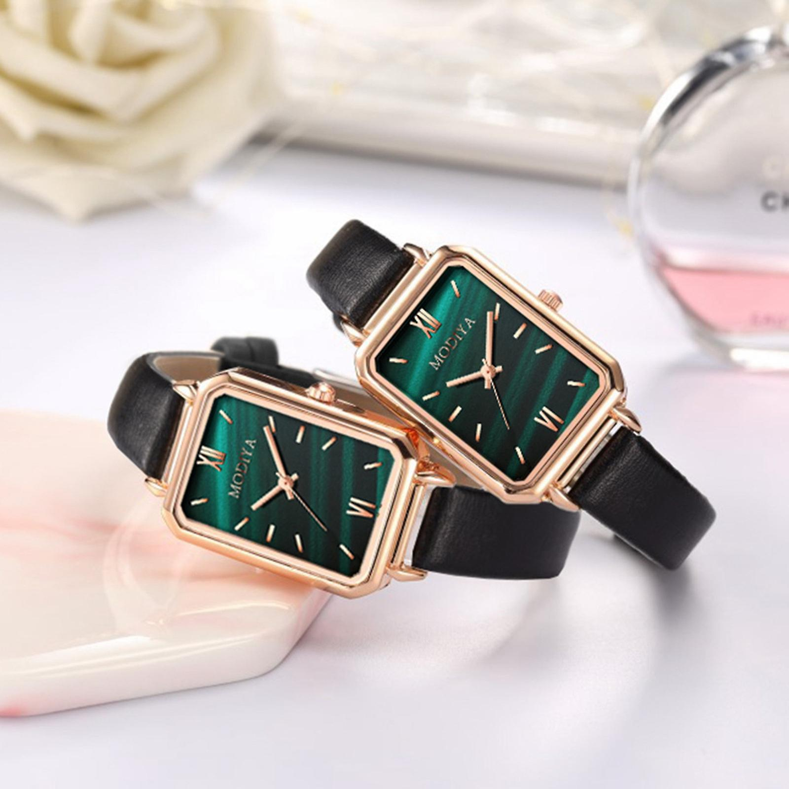 Foto 6 pulgar | Reloj Huoguo  Ligero  Lujoso  Retro  Verde Malaquita  Cuadrado  Para Mujer - Venta Internacional.