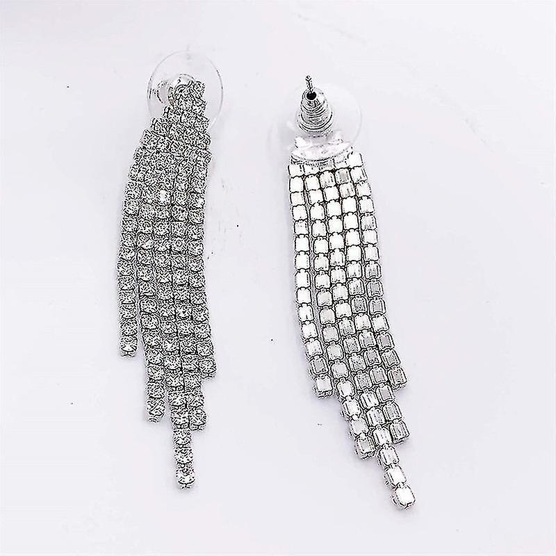Foto 5 pulgar | Pendientes Huoguo De Plata De Ley 925 Y Cristal Para Bodas Y Novias - Venta Internacional.