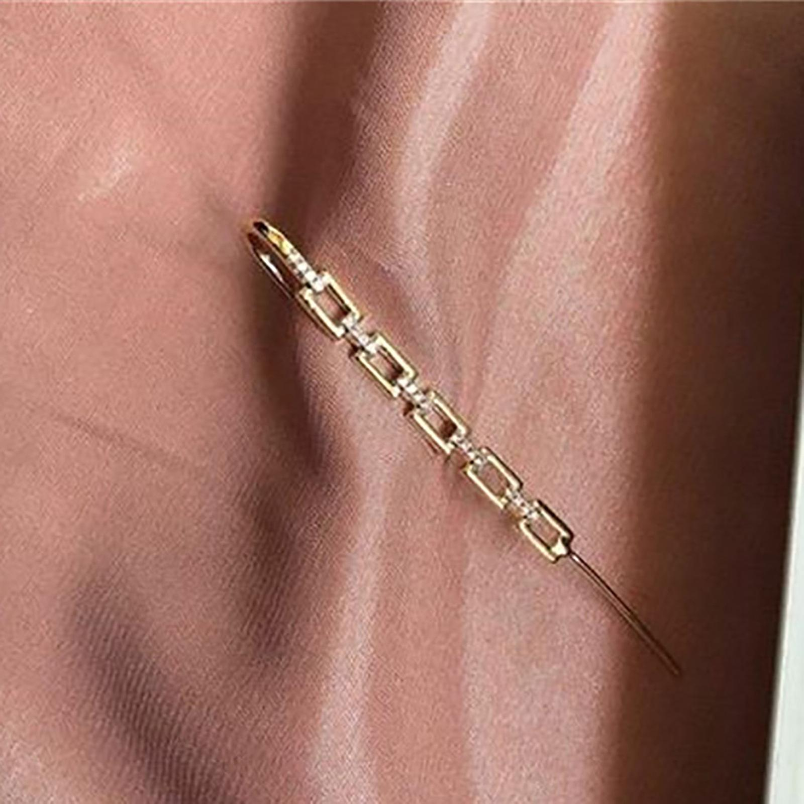 Foto 4 pulgar | Pendientes Huoguo Fashion Tipo Aurícula Tipo Clip De Alambre Dorado - Venta Internacional.