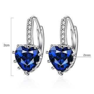 Foto 3 | Pendientes Huoguo Con Circonitas En Forma De Corazón A La Moda Para Mujer - Venta Internacional.