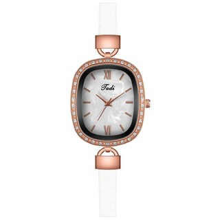 Foto 1 | Reloj Huoguo Nácar Ovalado Engastado Con Diamantes A La Moda Para Mujer - Venta Internacional.