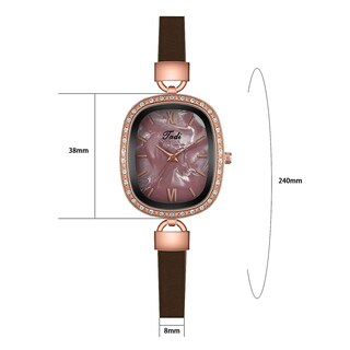 Foto 3 | Reloj Huoguo Nácar Ovalado Engastado Con Diamantes A La Moda Para Mujer - Venta Internacional.
