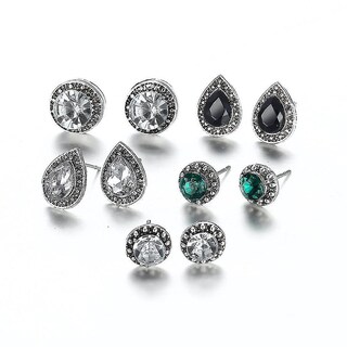 Foto 1 | Juego De Pendientes Huoguo Dazzling Blue White Black Gem Crystal - Venta Internacional.